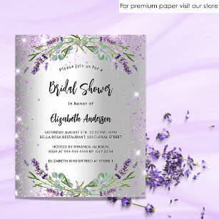 Bridal Shower silver lavender budget invitation