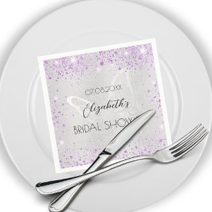 Bridal Shower silver lavender butterfly Napkins