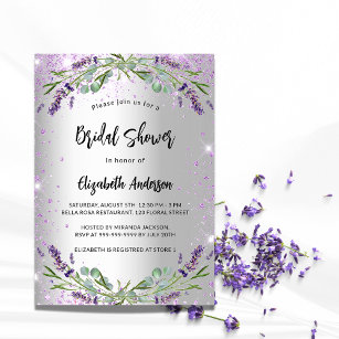 Bridal Shower silver lavender eucalyptus luxury Invitation