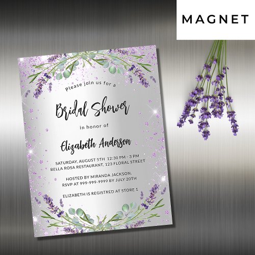 Bridal Shower silver lavender eucalyptus luxury Magnetic Invitation