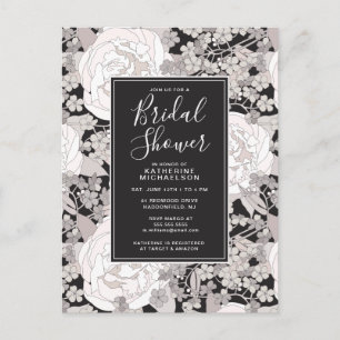 BRIDAL SHOWER   Silver Peonies In The Garden Postcard
