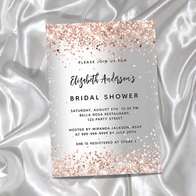 Bridal shower silver rose gold luxury invitation (Creator Uploaded)
