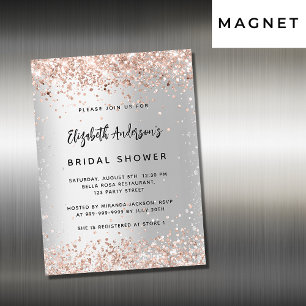 Bridal shower silver rose gold luxury magnetic invitation
