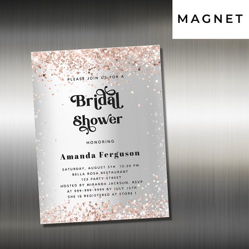 Bridal shower silver rose gold luxury magnetic invitation