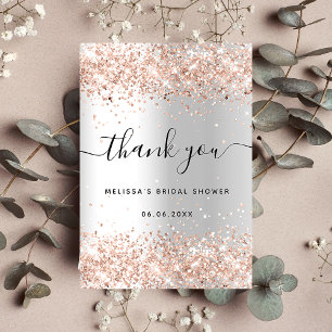 Bridal Shower silver rose gold Thank You Card