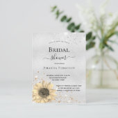 Bridal shower silver rustic sunflower glitter invitation postcard (Standing Front)