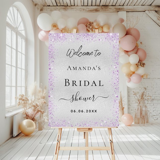 Bridal Shower silver violet welcome Foam Board (Creator Uploaded)