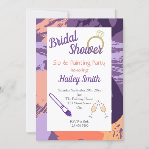 Bridal Shower Sip and Painting Party Invitation