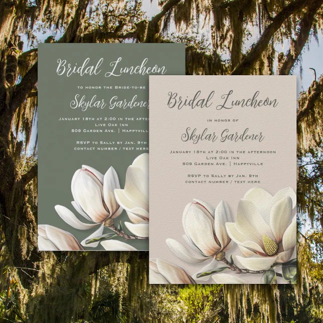 Bridal Shower Southern Magnolia Flowers Invitation Zazzle