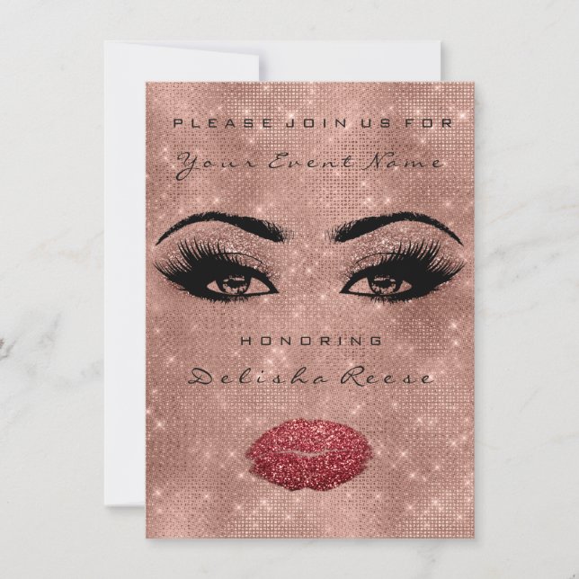 Bridal Shower Spark 16th Rose Spark Glitter Red Invitation (Front)