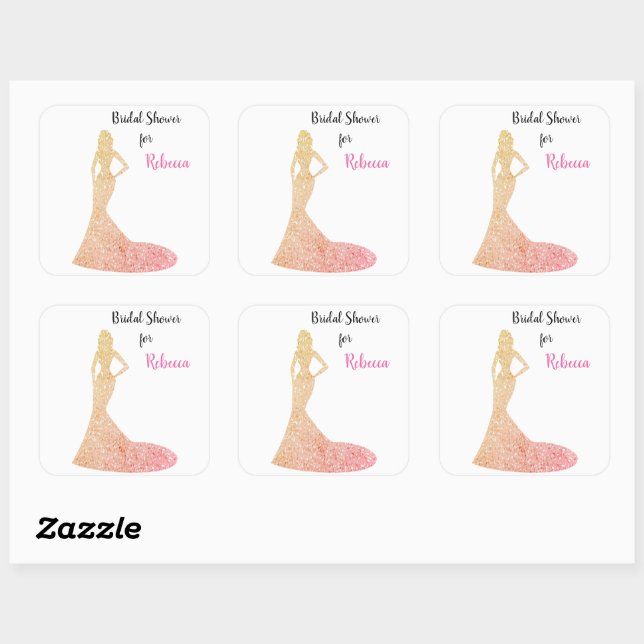 Bridal Shower Sparkle & Shine Square Sticker (Sheet)