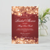 Bridal Shower Sparkling Lights Gold Invitation (Standing Front)