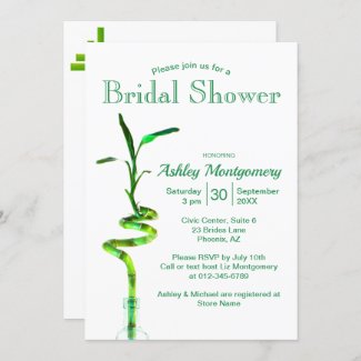 Bridal Shower Spiraled Lucky Bamboo Over White