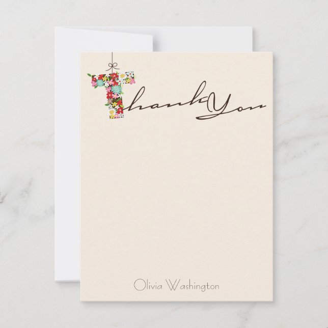 Bridal Shower Spring Flowers Thank You Card (Front)