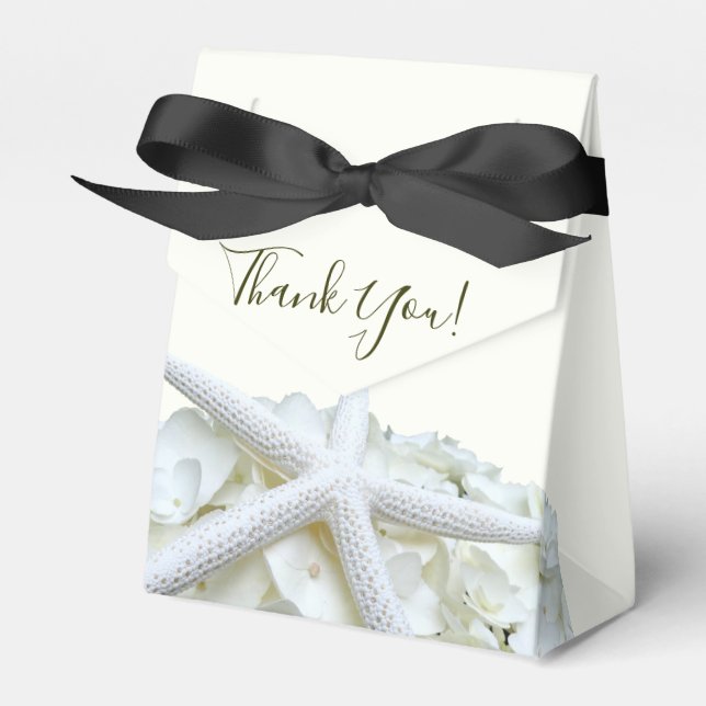 Bridal Shower Starfish White Hydrangea Thank You Favor Boxes (Front Side)