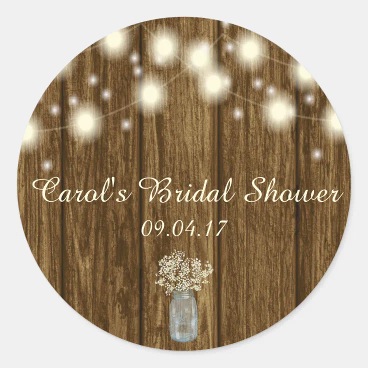 Bridal Shower Sticker, Rustic Sticker, Rustic Classic Round Sticker ...