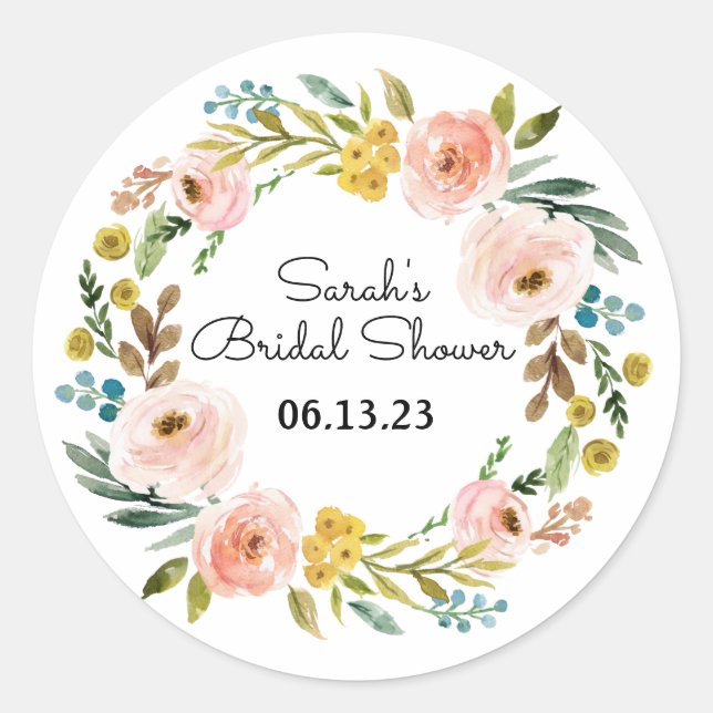 Bridal Shower Stickers Favors Floral Autumn (Front)