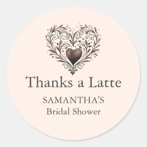 Bridal Shower Stickers Thank You Heart Latte