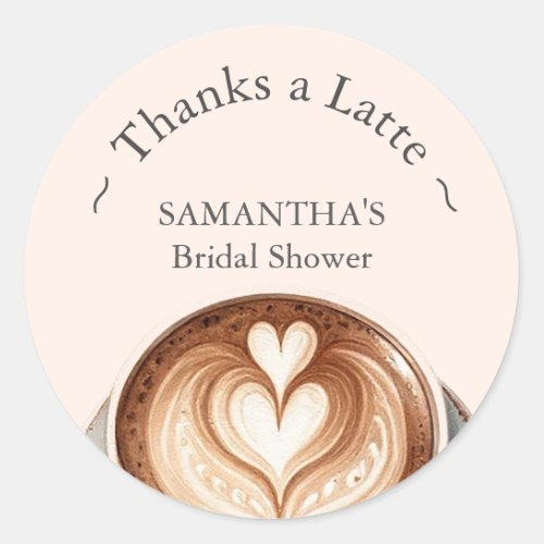 Bridal Shower Stickers Thanks a Latte Heart