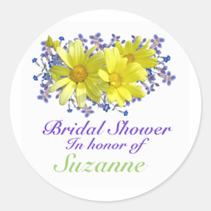 Bridal Shower Stickers Yellow Daisies Bouquet