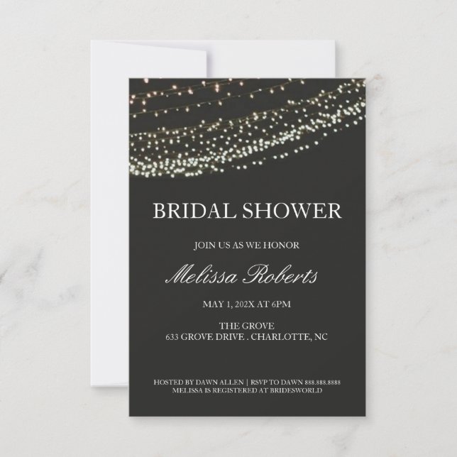 Bridal Shower String Lights Night Invitation (Front)