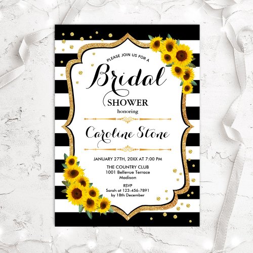 Bridal Shower _ Stripes Sunflowers Invitation