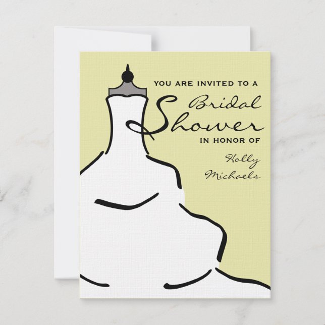 Bridal Shower - Stylish Wedding Dress Custom Color Invitation (Front)
