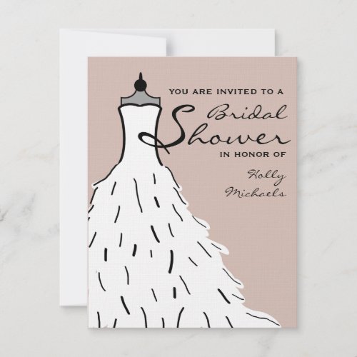 Bridal Shower _ Stylish Wedding Dress Custom Color Invitation