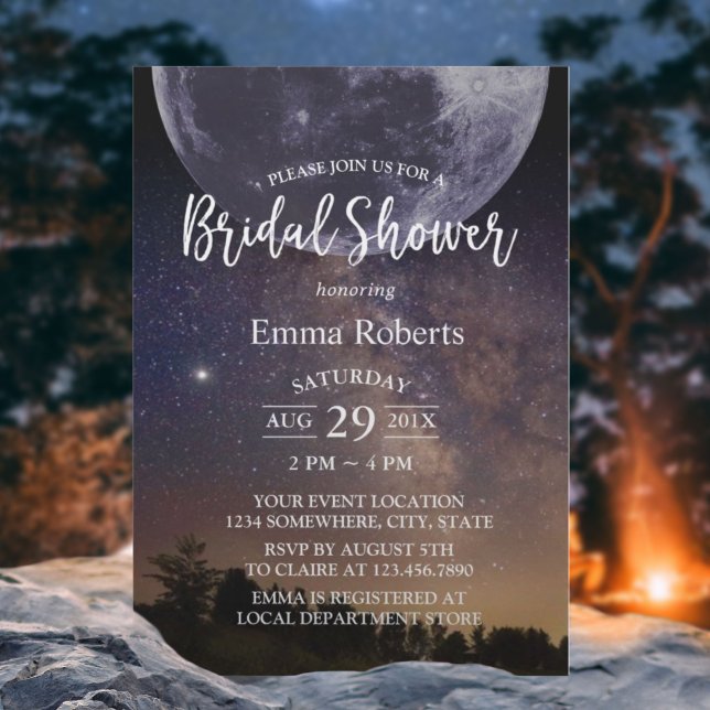 Bridal Shower Summer Starry Night Sky with Moon Invitation
