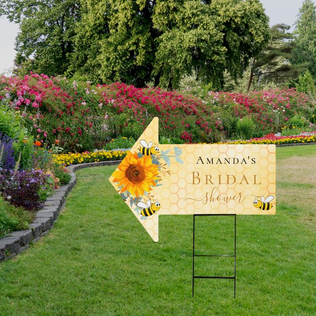 Bridal Shower sunflower bees eucalyptus arrow Sign (Creator Uploaded)