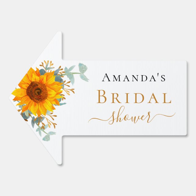 Bridal Shower sunflower eucalyptus greenery arrow Sign (Front)