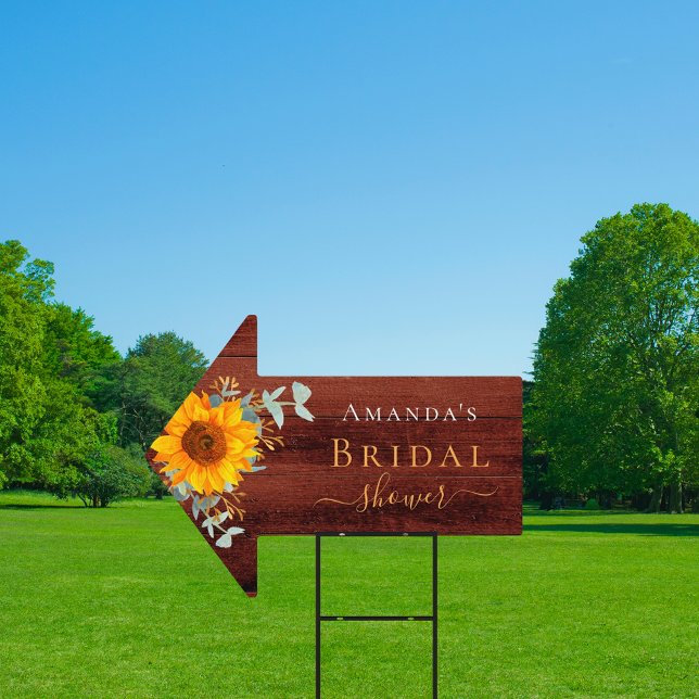 Bridal Shower sunflower eucalyptus wood arrow Sign (Creator Uploaded)