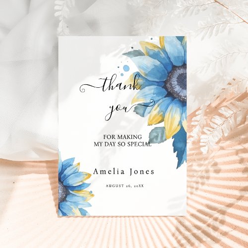 Bridal Shower Sunflower Minimalist Thank You Card