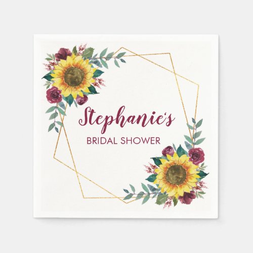 Bridal Shower Sunflower Modern Floral Napkins