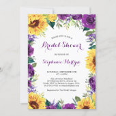 Bridal Shower Sunflower Purple Floral Border Invitation (Front)