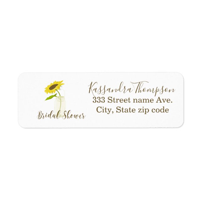Bridal Shower Sunflower Return Address Label (Front)