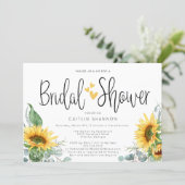Bridal Shower Sunflower with Yellow Hearts Invitation (Standing Front)