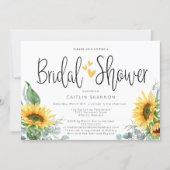 Bridal Shower Sunflower with Yellow Hearts Invitation (Front)