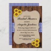 Bridal Shower Sunflower Wood Burlap Floral Invite (Front/Back)
