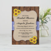 Bridal Shower Sunflower Wood Burlap Floral Invite (Standing Front)