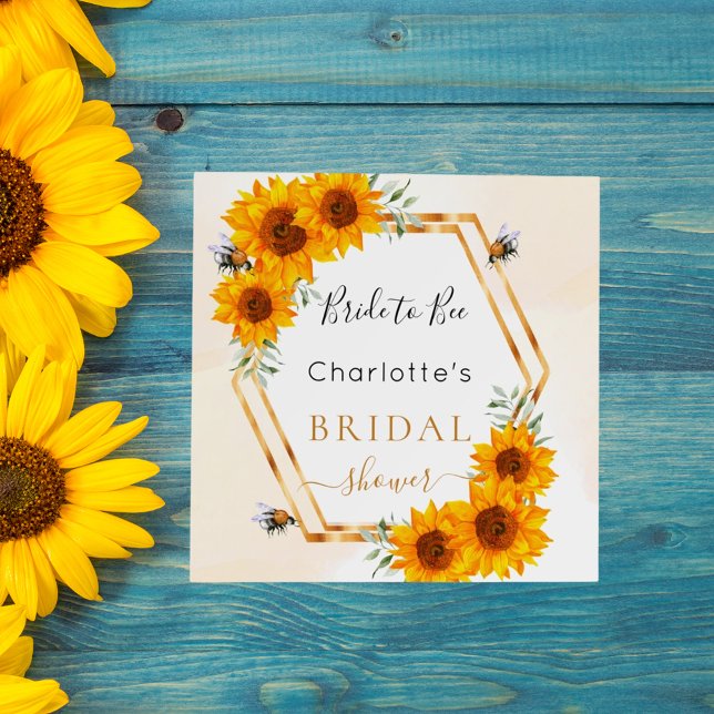 Bridal Shower sunflowers bees gold geometric Foam Board (Creator Uploaded)