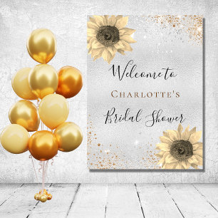 Bridal Shower sunflowers silver gold welcome Foam Board