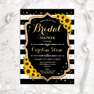 Bridal Shower - Sunflowers Stripes Invitation