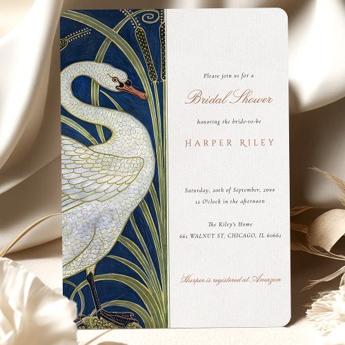 Bridal Shower Swan Walter Crane Invitation