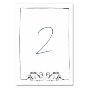  Bridal Shower Swans Simple Hand Drawn Whimsical Table Number