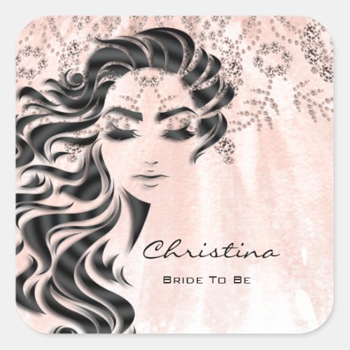 Bridal Shower Sweet 16t Lash Makeup Princess Royal Square Sticker