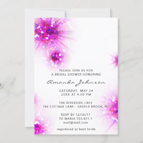 Bridal Shower Sweet 16th Abstract Pink White Invitation