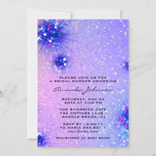 Bridal Shower Sweet 16th Holographic Glitter Invitation