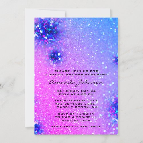 Bridal Shower Sweet 16th Holographic Glitter Pink Invitation