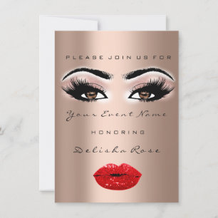 Bridal Shower Sweet 16th Kiss LIPS MAKE-UP RED RO Invitation